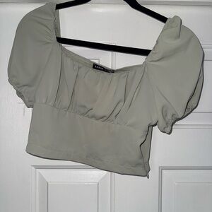 Women's Green Puff Sleeve Top
